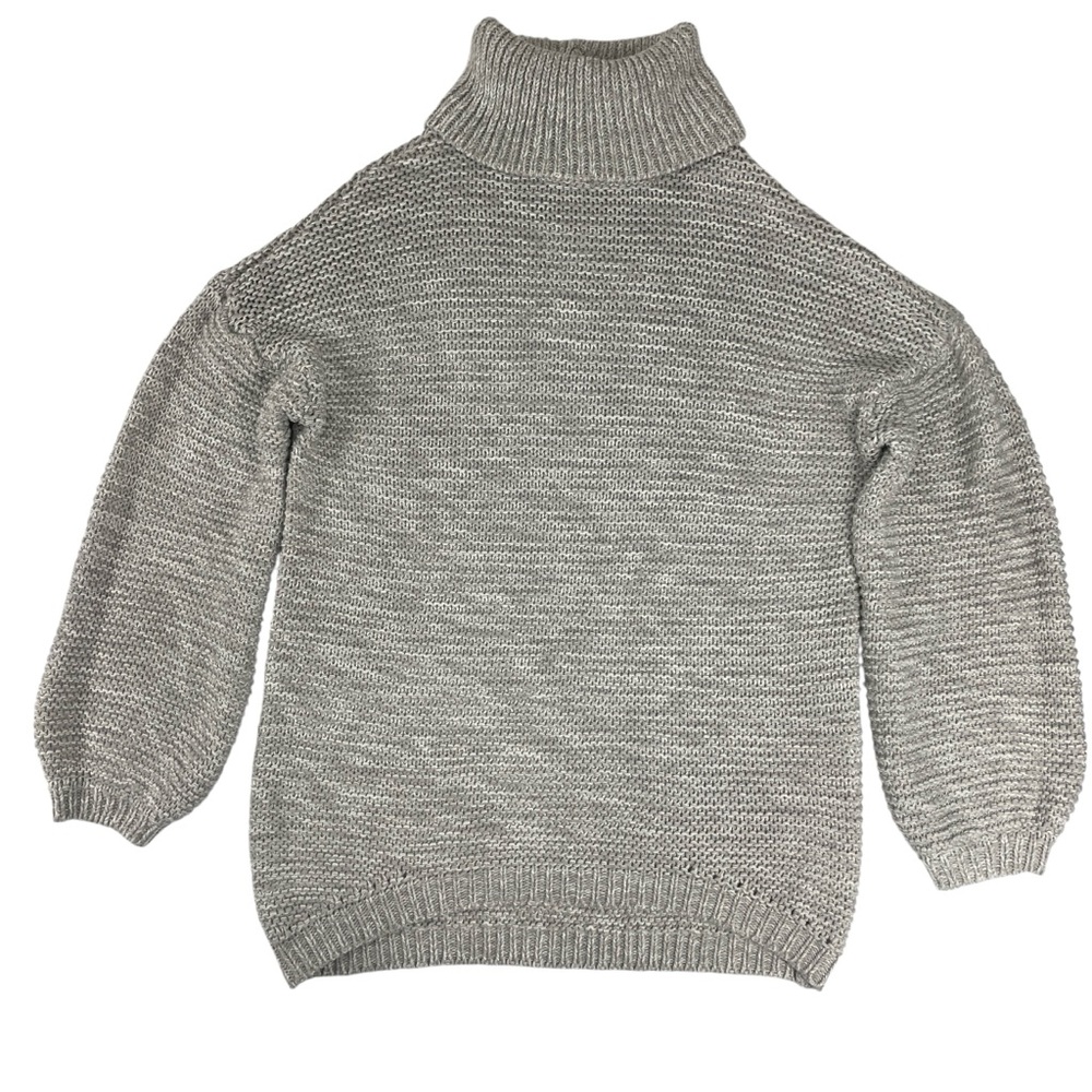 Vero Modo Womens Loose Knit Highlow Turtleneck Sweater Grey Size Large